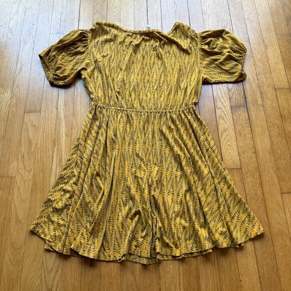 Anthropologie Daily Practice Size L Yellow & Gray Aztec Blouson Mini Dress - Picture 13 of 16